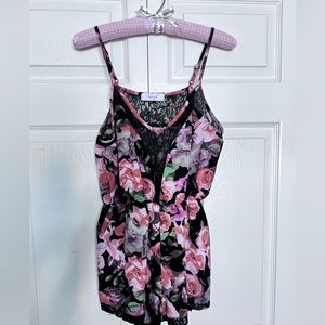 Henrigirl Camisole Lace Floral Shorts Romper